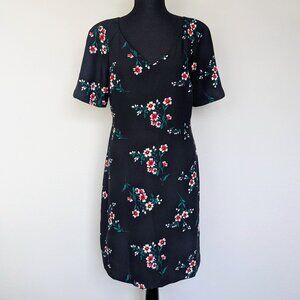 Draper James | Size 10 | V Neck Floral Dress Zip Closure 3/4 Sleeve